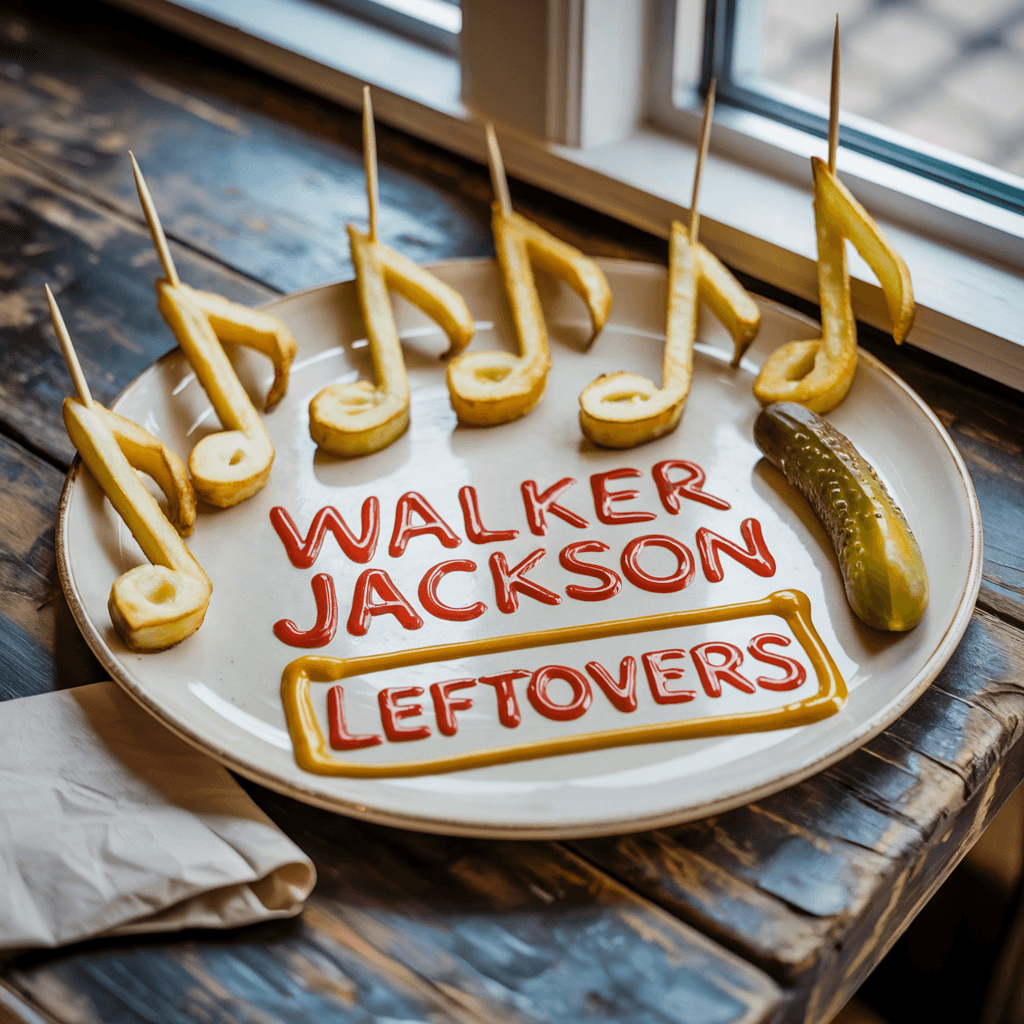 Walker Jackson - Leftovers album cover featuring musical note food art